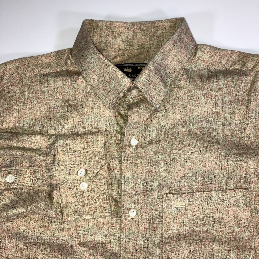 French Crown Mens 42 Multicolor Red Black Button Down‎ Long Sleeve Shirt